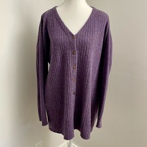 Vintage April Cornell Purple Lambswool Cardigan Sweater Size M/L